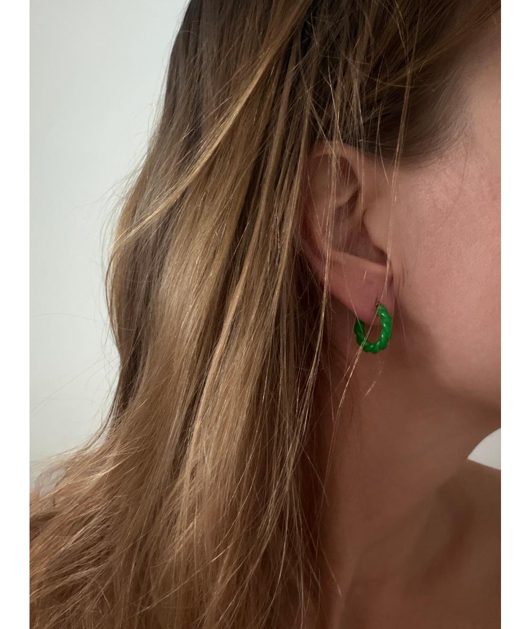 BOTTEGA VENETA Зеленые серебряные серьги, фото 4