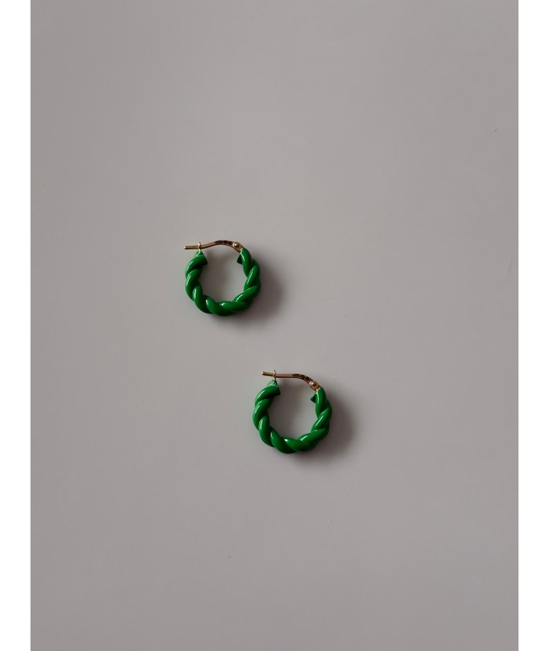 BOTTEGA VENETA Зеленые серебряные серьги, фото 5