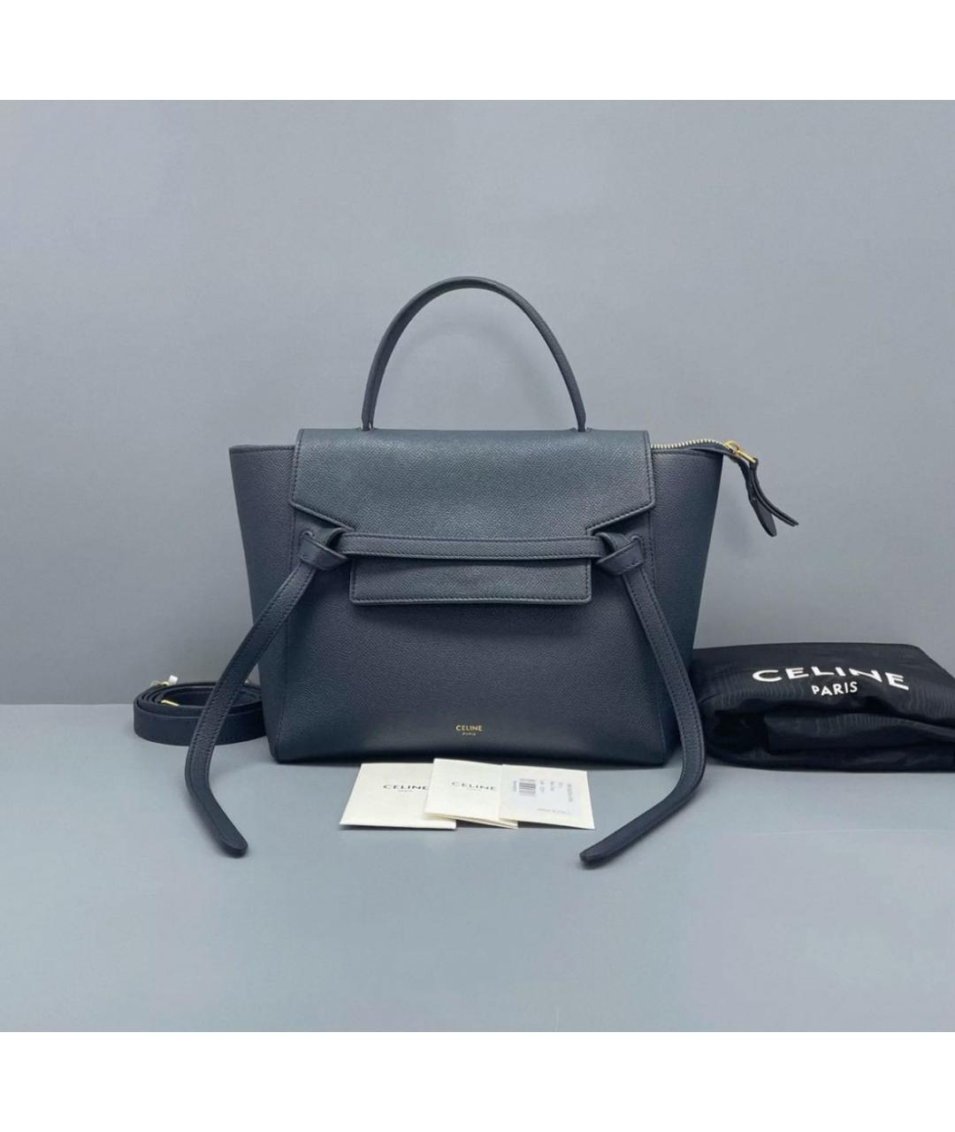 CELINE Темно-синяя кожаная сумка через плечо, фото 9