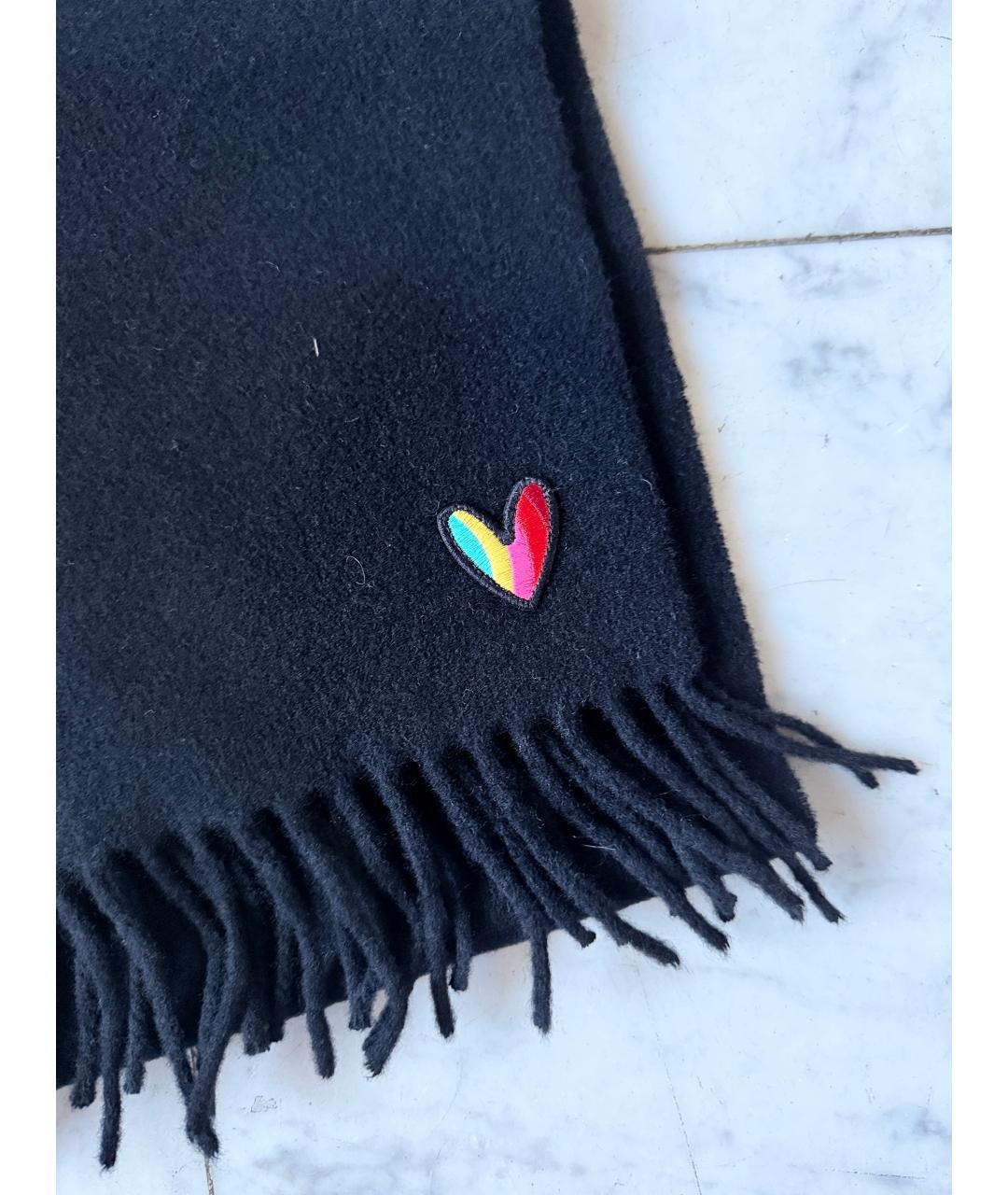 PAUL SMITH Черный шерстяной шарф, фото 2