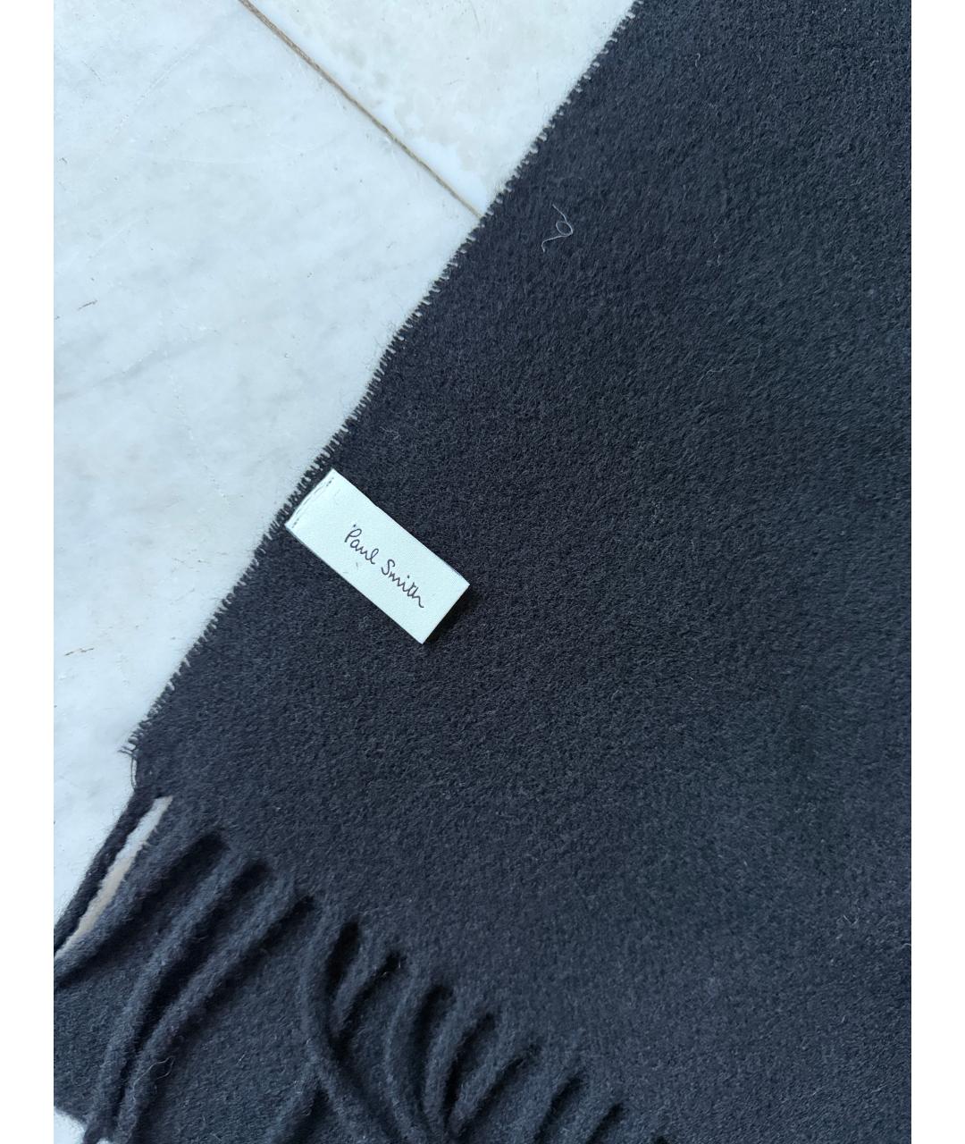 PAUL SMITH Черный шерстяной шарф, фото 4