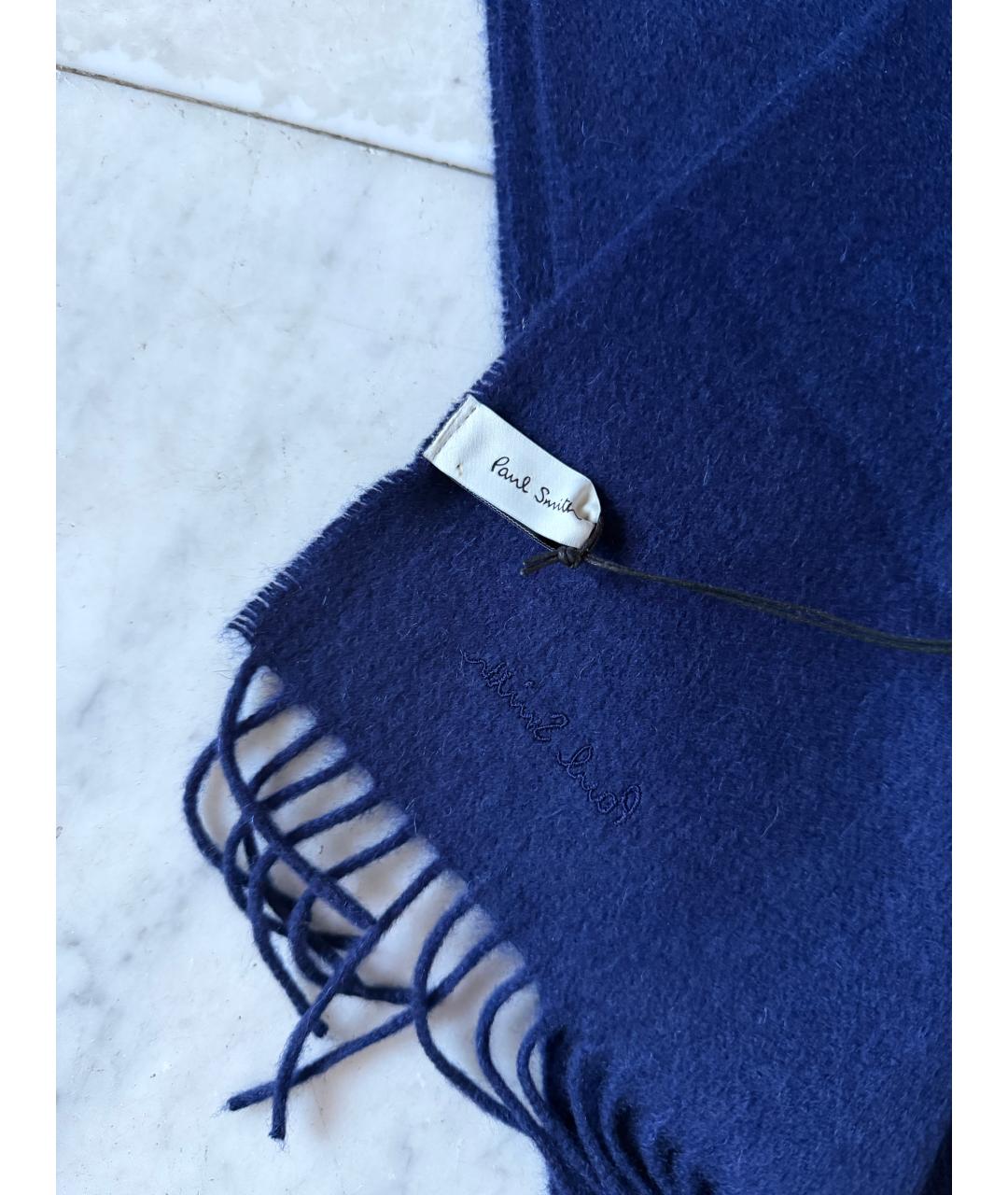 PAUL SMITH Темно-синий кашемировый шарф, фото 3