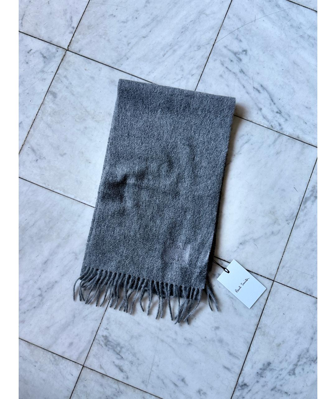 PAUL SMITH Серый кашемировый шарф, фото 5