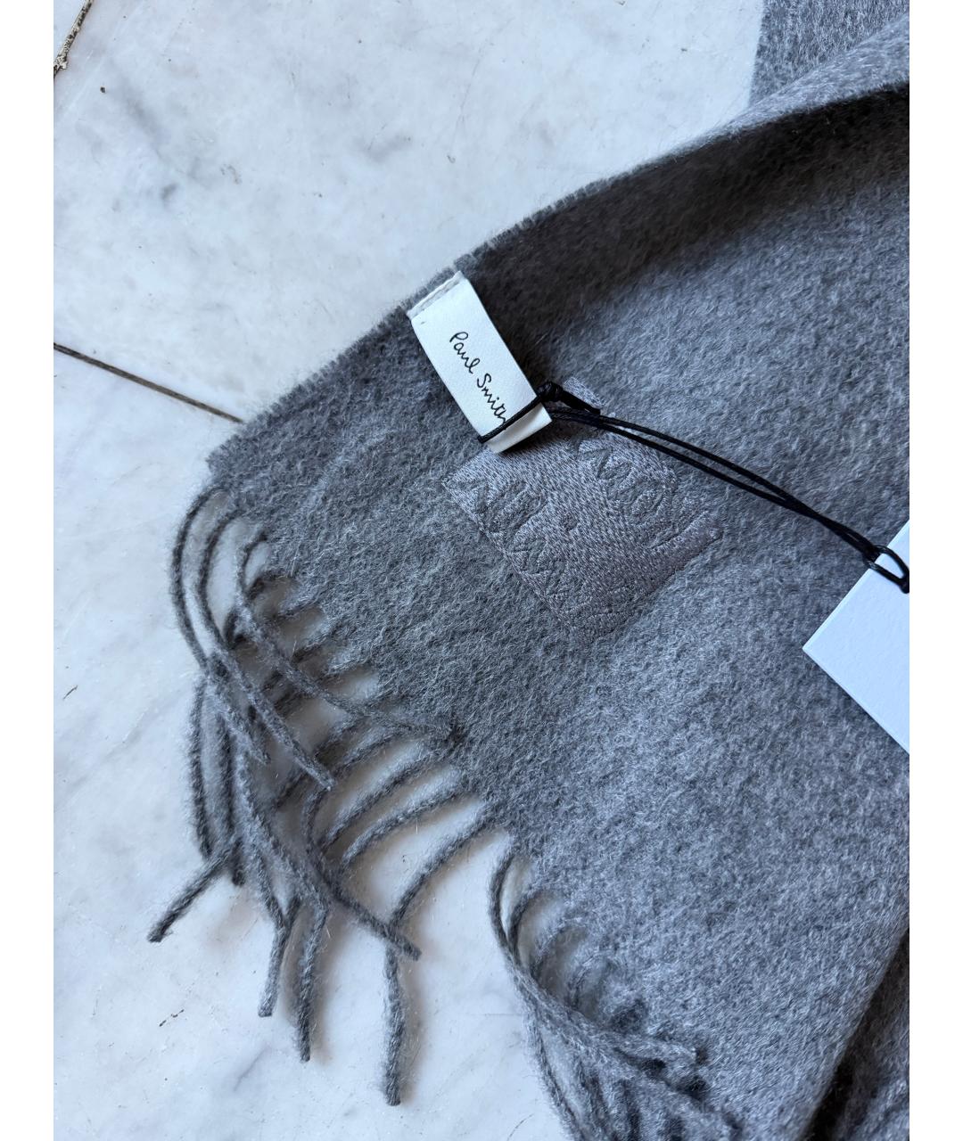 PAUL SMITH Серый кашемировый шарф, фото 3