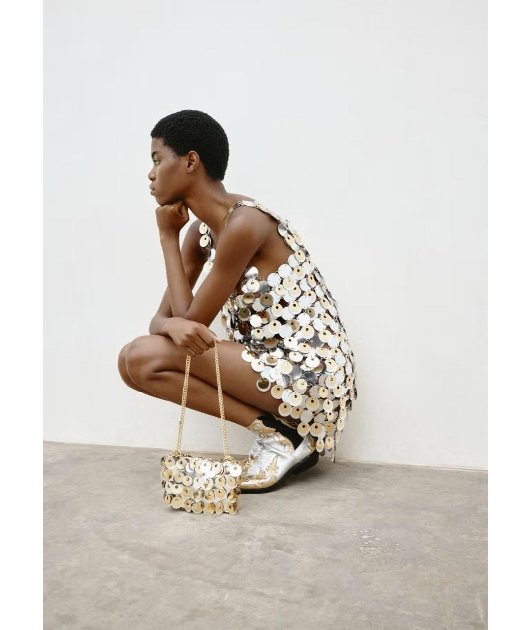 PACO RABANNE Серебряное коктейльное платье, фото 4