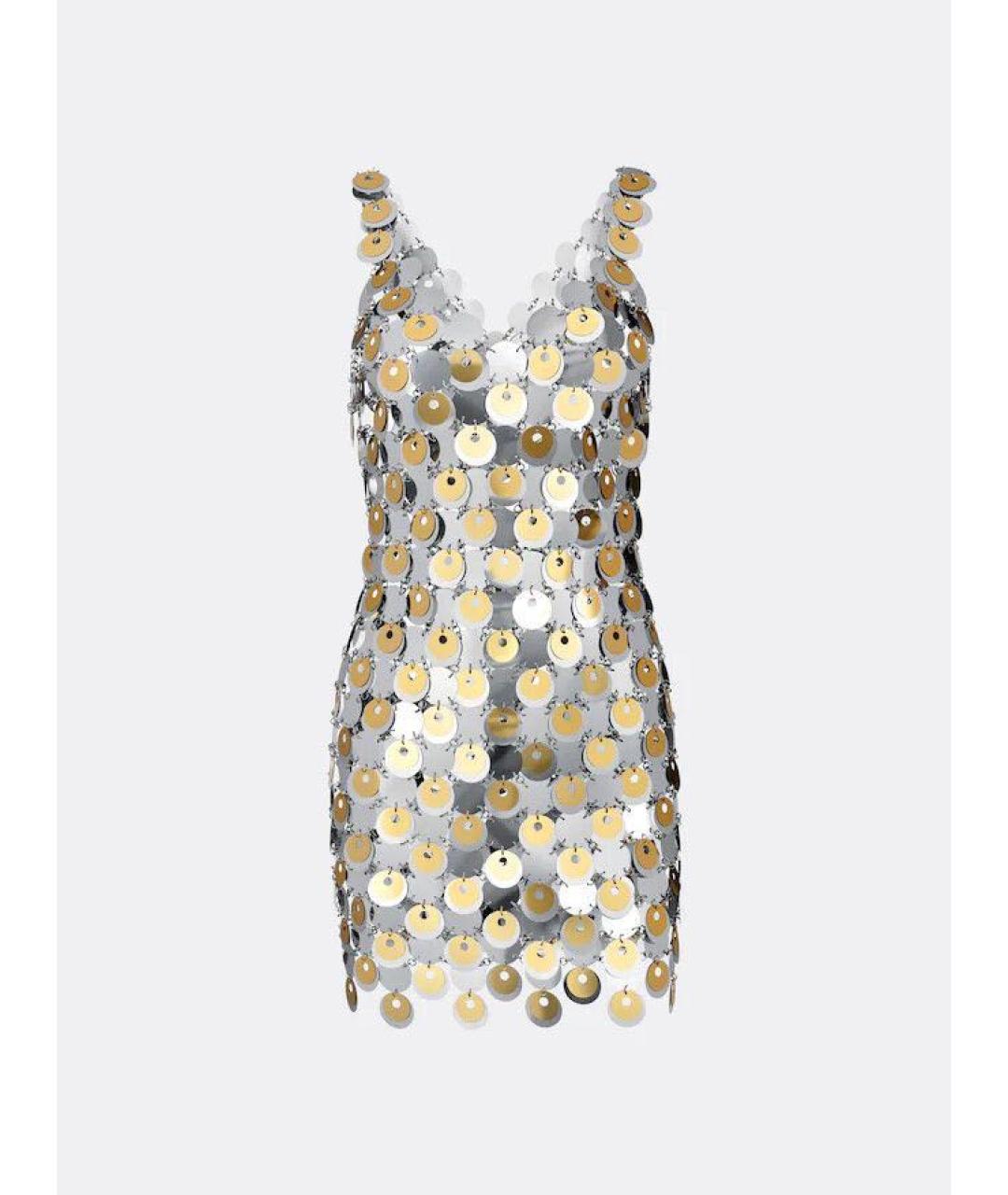 PACO RABANNE Серебряное коктейльное платье, фото 7