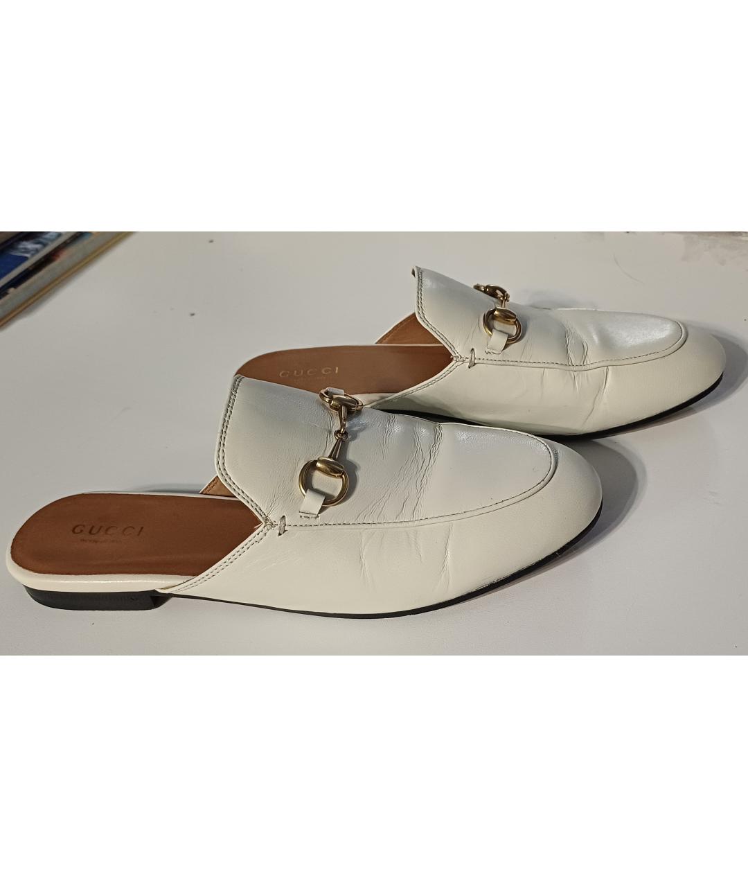 GUCCI Бежевые кожаные мюли, фото 6