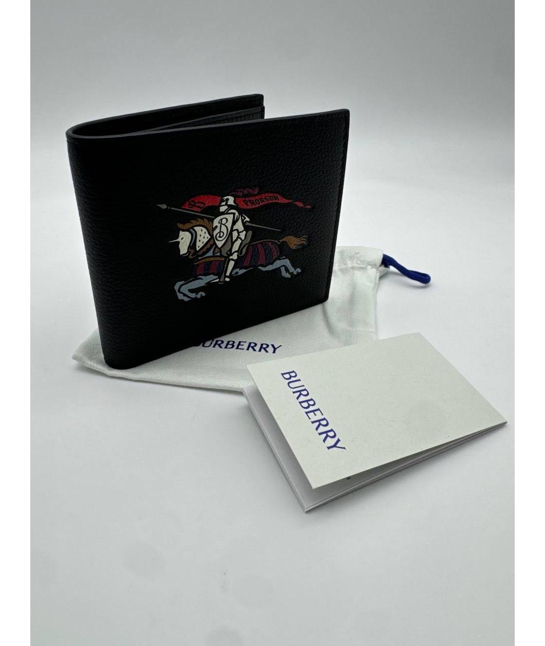 BURBERRY Черный кожаный кошелек, фото 2