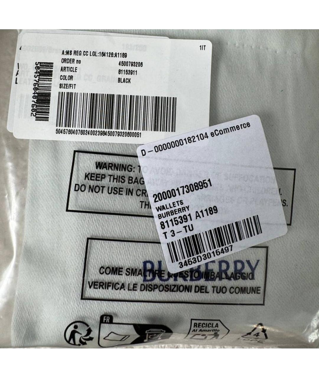 BURBERRY Черный кожаный кошелек, фото 5