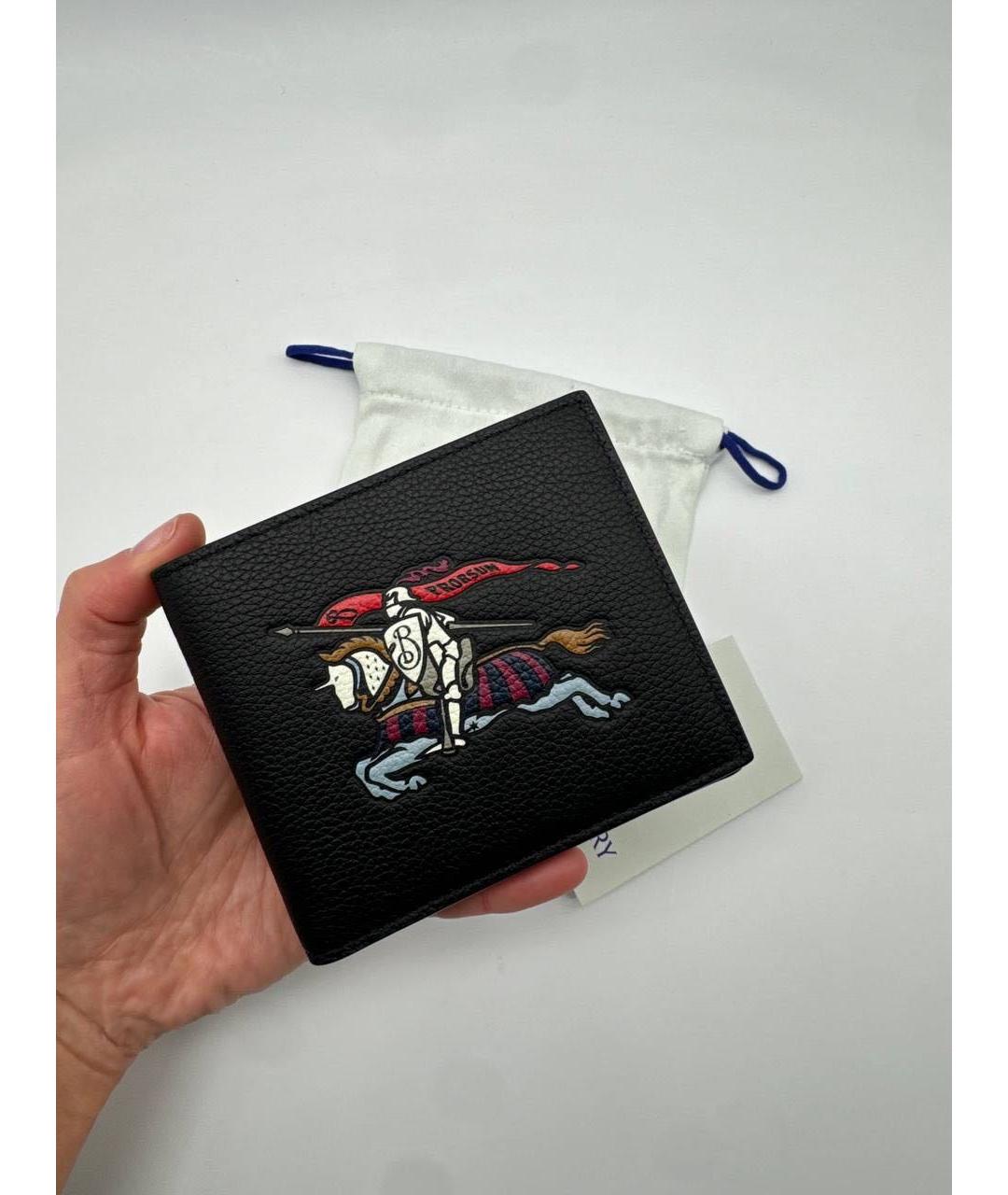 BURBERRY Черный кожаный кошелек, фото 6