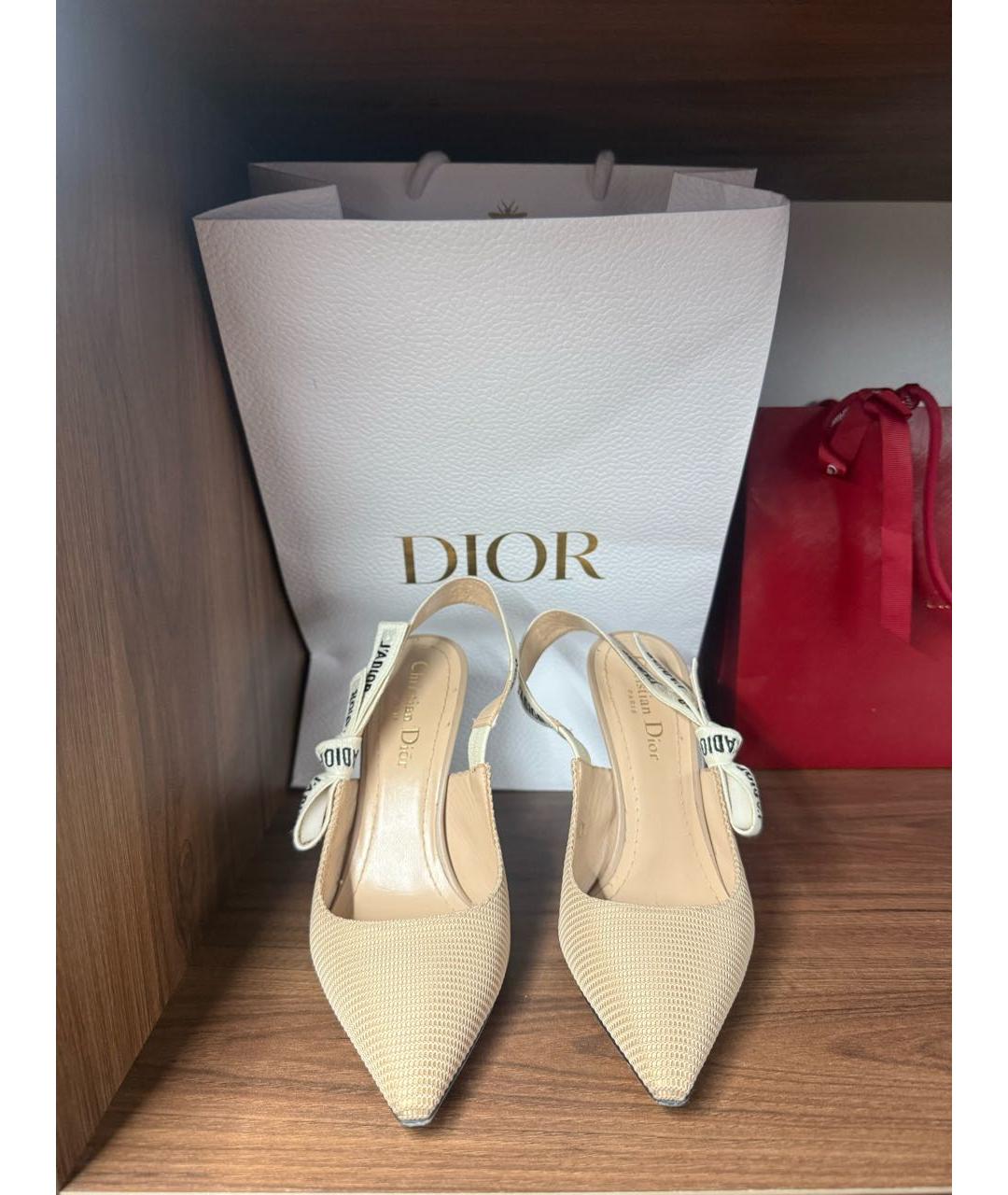 CHRISTIAN DIOR Бежевые текстильные туфли, фото 2