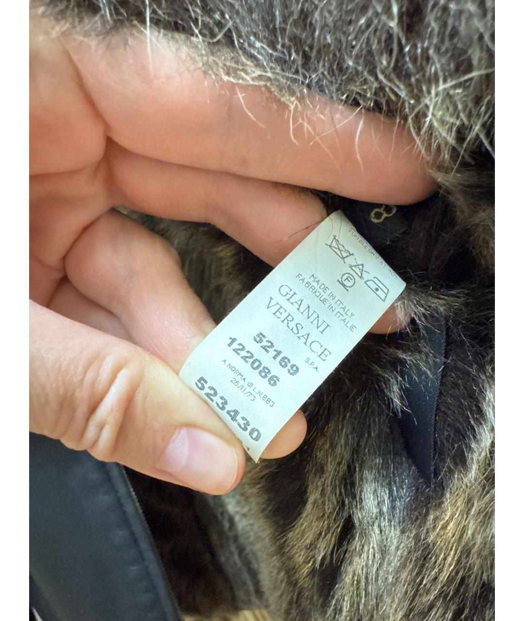 VERSACE Черная кожаная дубленка, фото 3