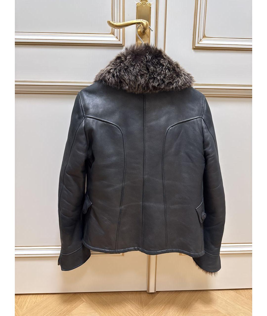 VERSACE Черная кожаная дубленка, фото 2