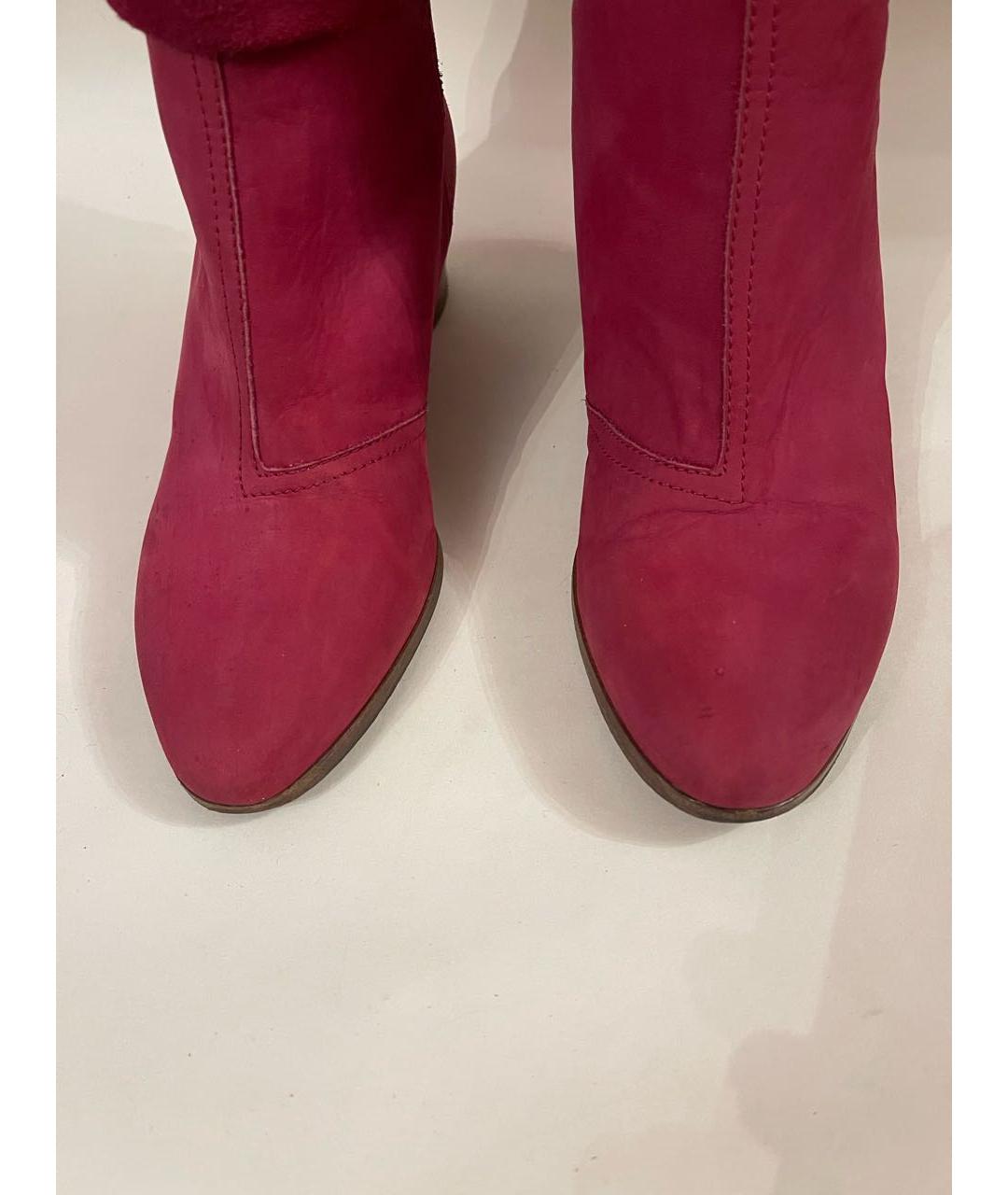 CHRISTIAN LOUBOUTIN Красные нубуковые сапоги, фото 3