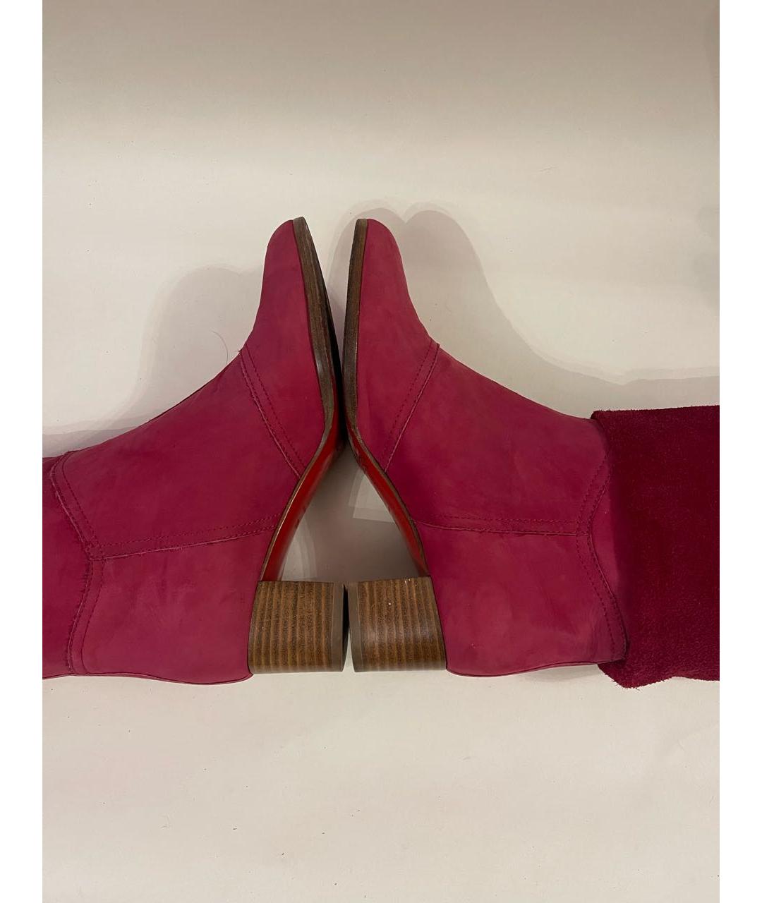 CHRISTIAN LOUBOUTIN Красные нубуковые сапоги, фото 5