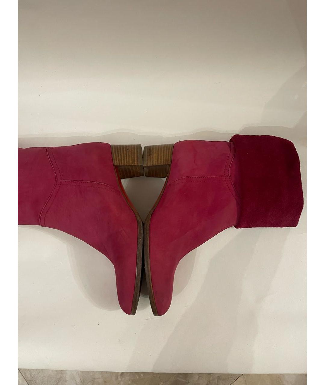 CHRISTIAN LOUBOUTIN Красные нубуковые сапоги, фото 6