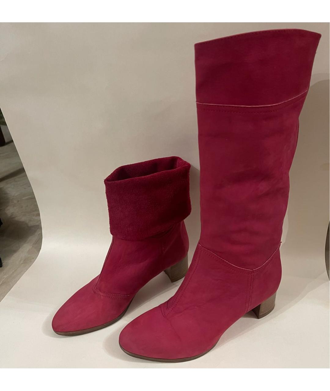 CHRISTIAN LOUBOUTIN Красные нубуковые сапоги, фото 2