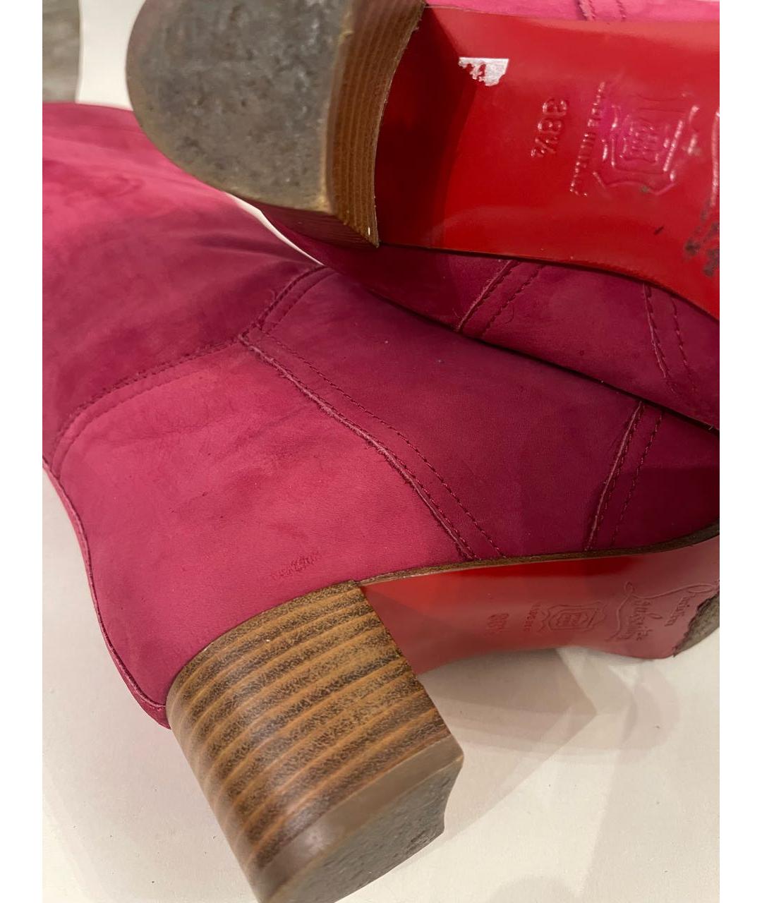 CHRISTIAN LOUBOUTIN Красные нубуковые сапоги, фото 8