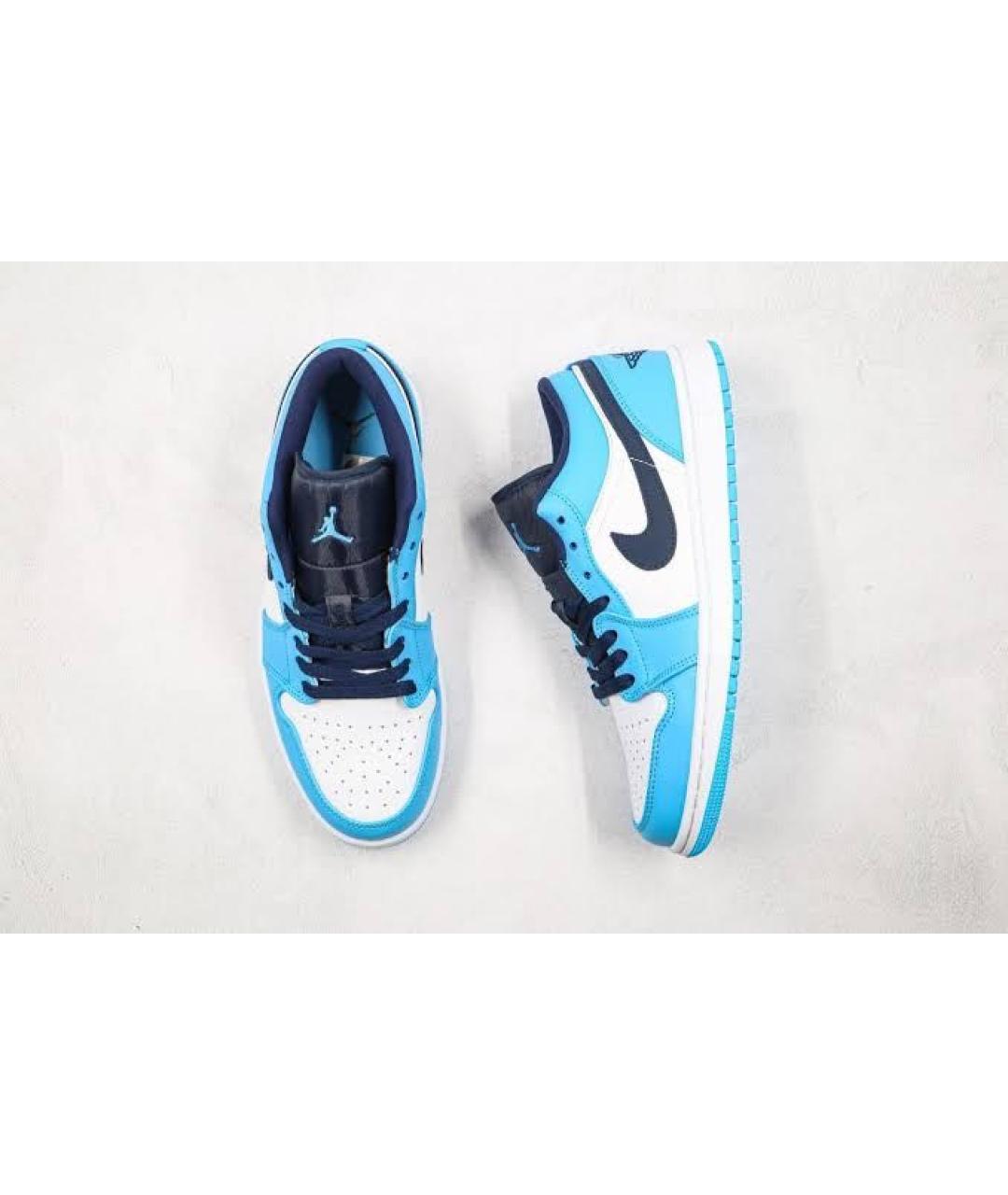 JORDAN Голубые кожаные кроссовки, фото 4