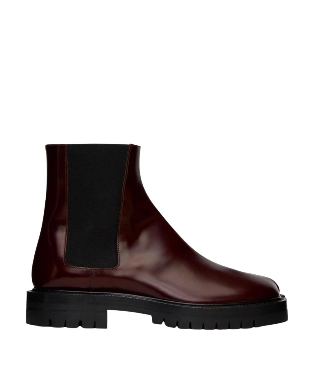 MAISON MARGIELA Бордовые кожаные высокие ботинки, фото 1
