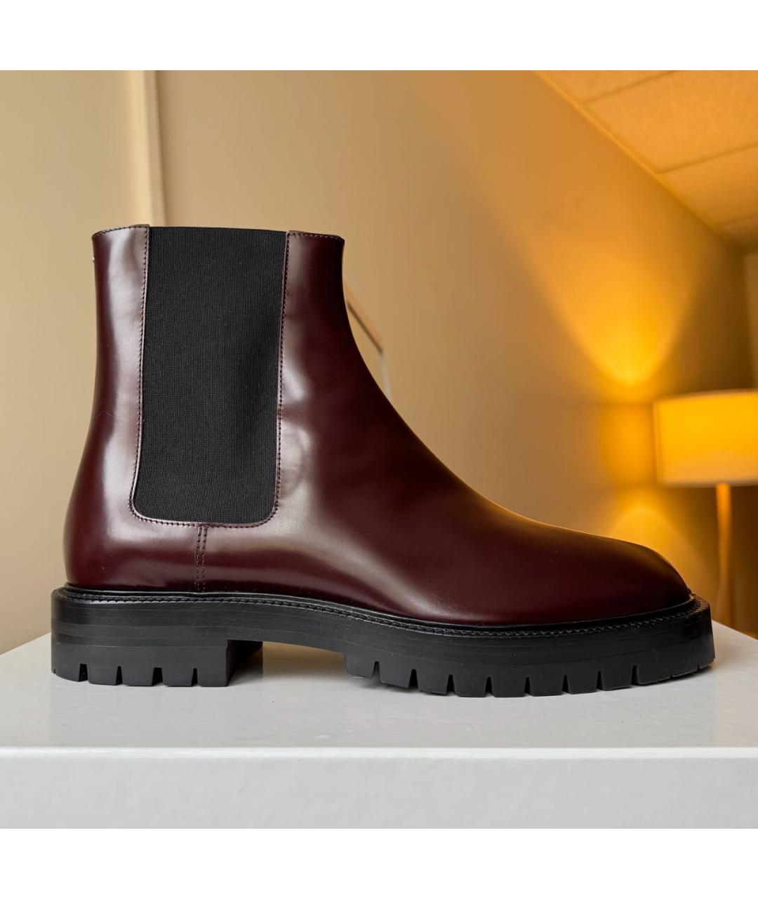MAISON MARGIELA Бордовые кожаные высокие ботинки, фото 3