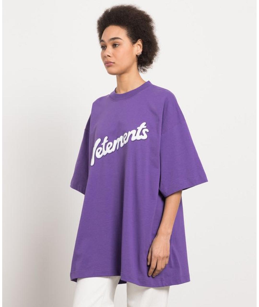 VETEMENTS Фиолетовая хлопковая футболка, фото 2