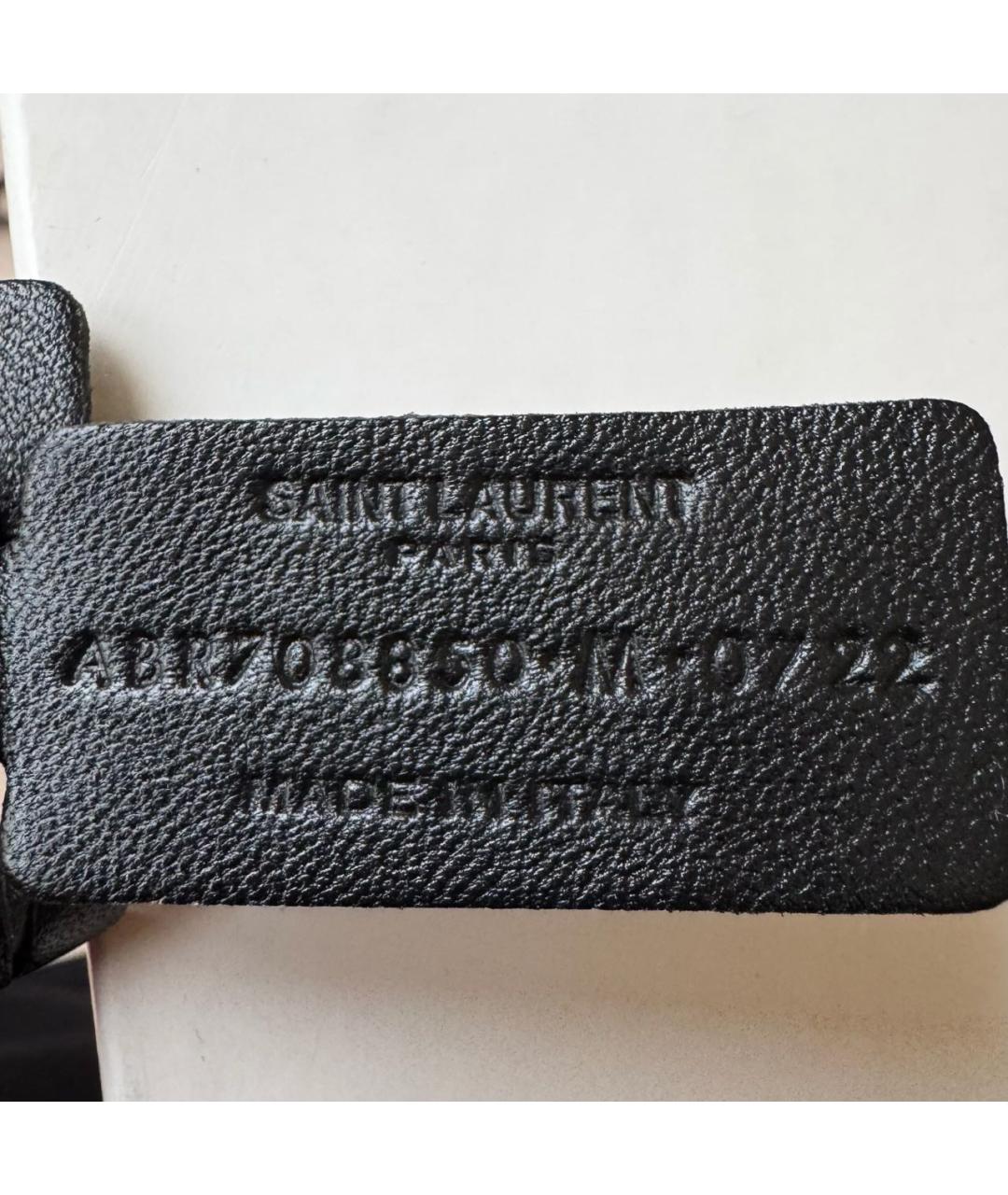 SAINT LAURENT Черный кожаный браслет, фото 6