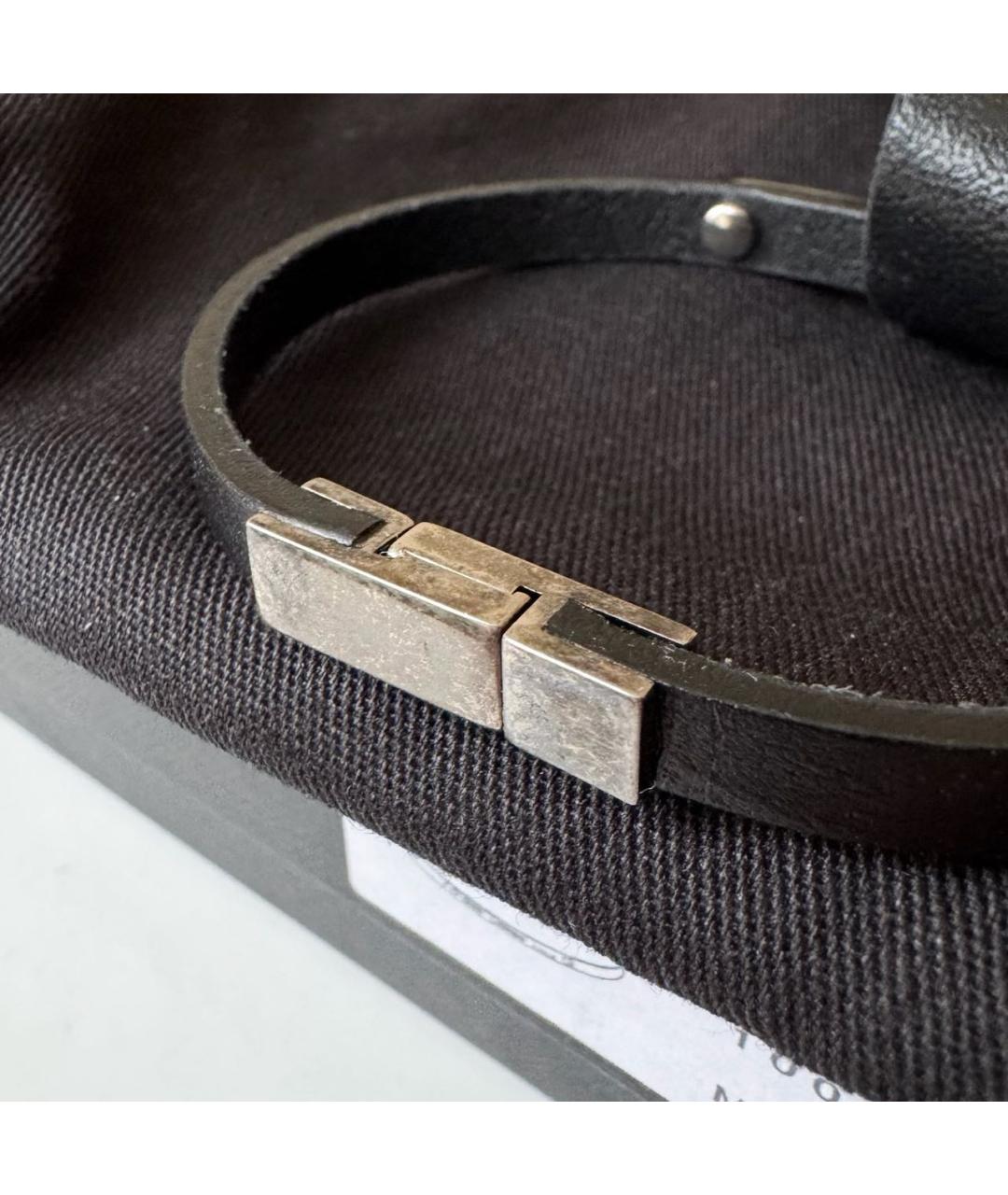 SAINT LAURENT Черный кожаный браслет, фото 5