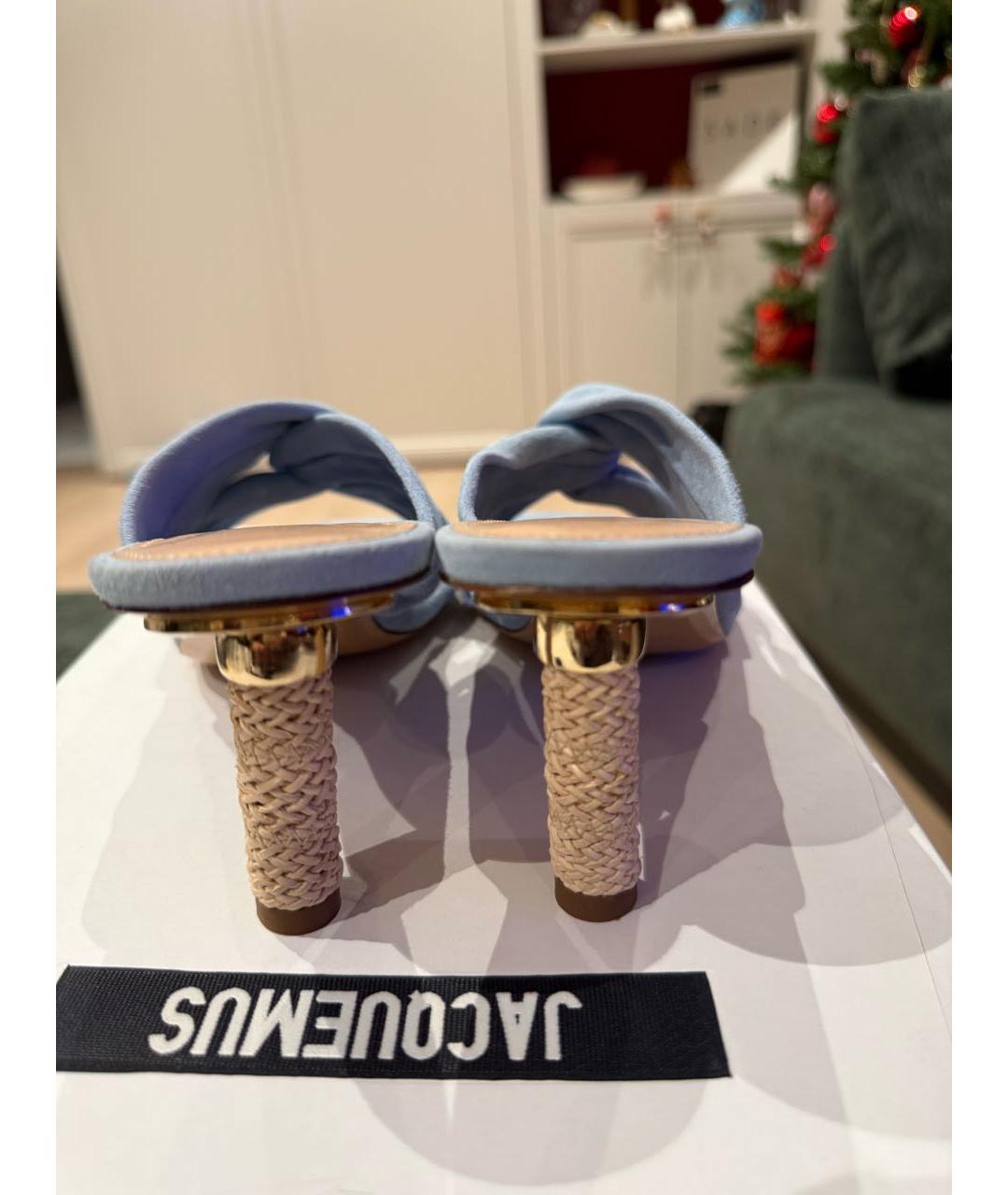 JACQUEMUS Голубые замшевые мюли, фото 4