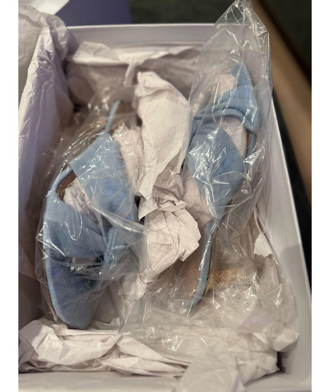 JACQUEMUS Голубые замшевые мюли, фото 7