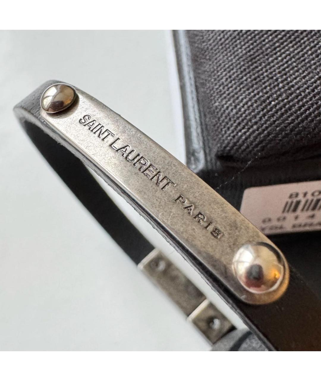 SAINT LAURENT Черный кожаный браслет, фото 3