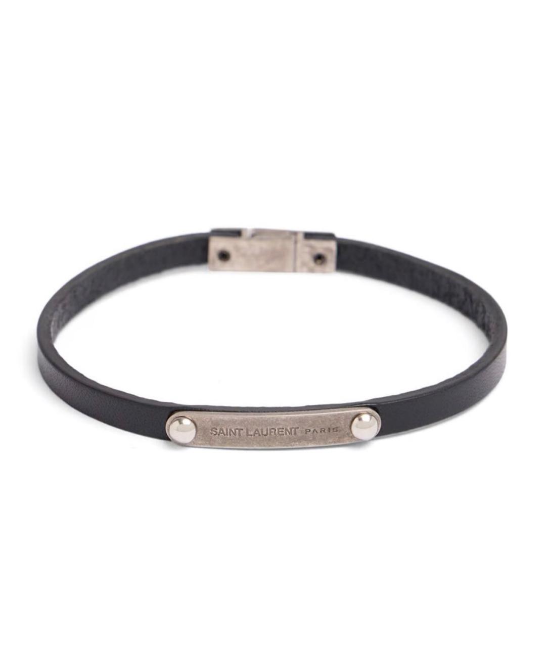 SAINT LAURENT Черный кожаный браслет, фото 1