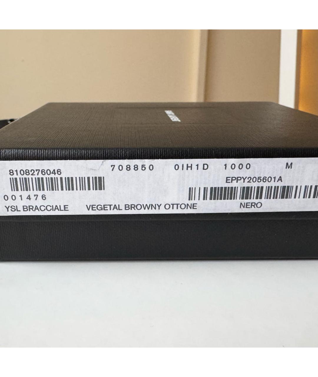 SAINT LAURENT Черный кожаный браслет, фото 7
