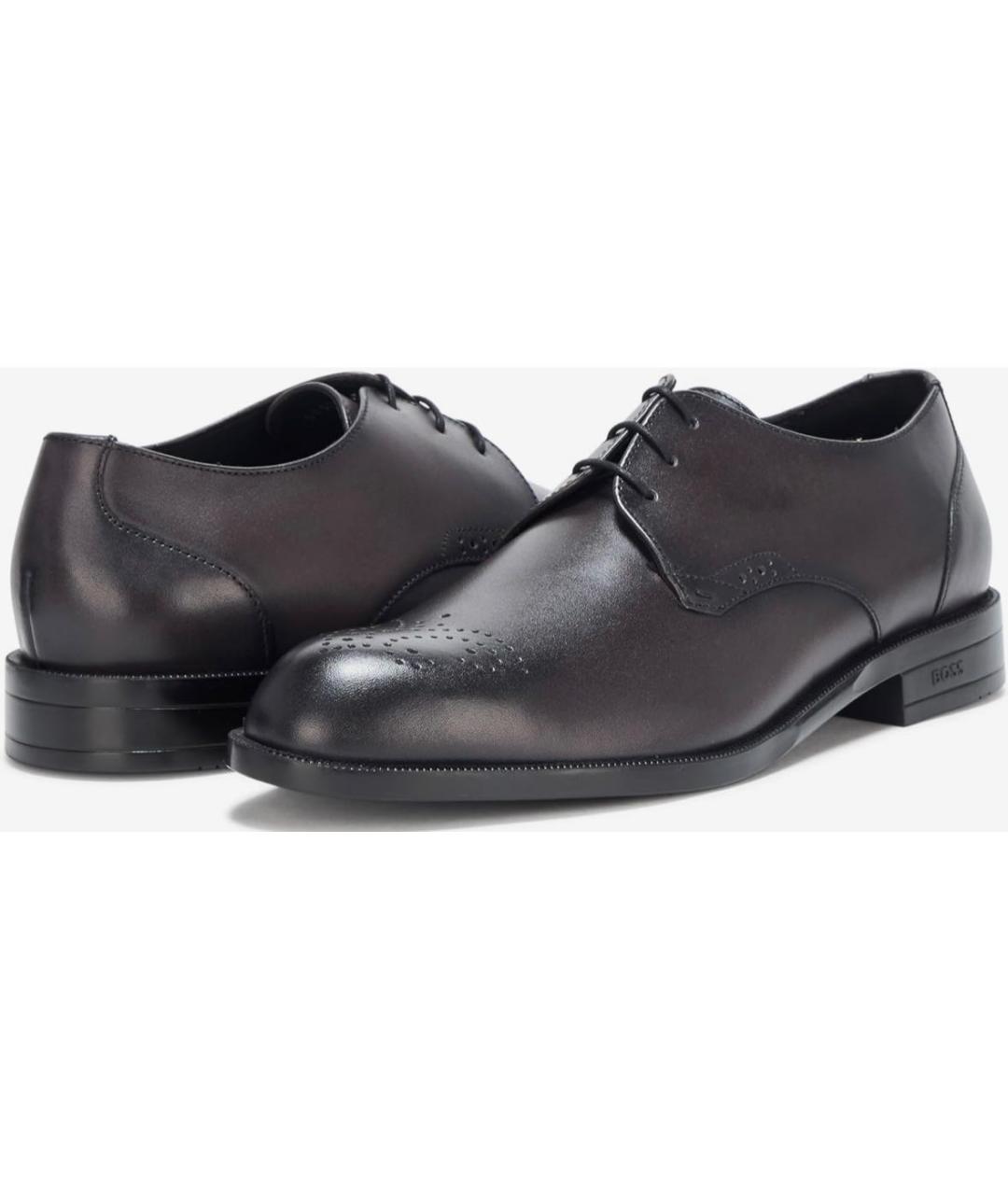 HUGO BOSS Антрацитовые кожаные туфли, фото 9