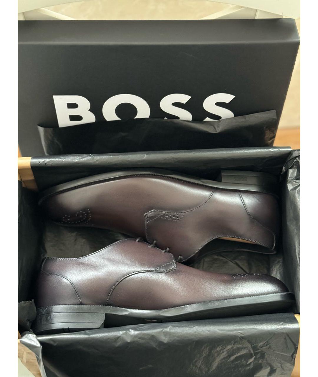 HUGO BOSS Антрацитовые кожаные туфли, фото 3