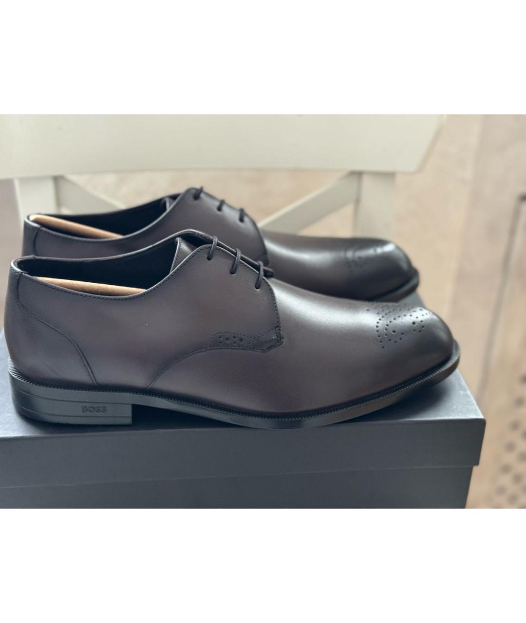 HUGO BOSS Антрацитовые кожаные туфли, фото 8