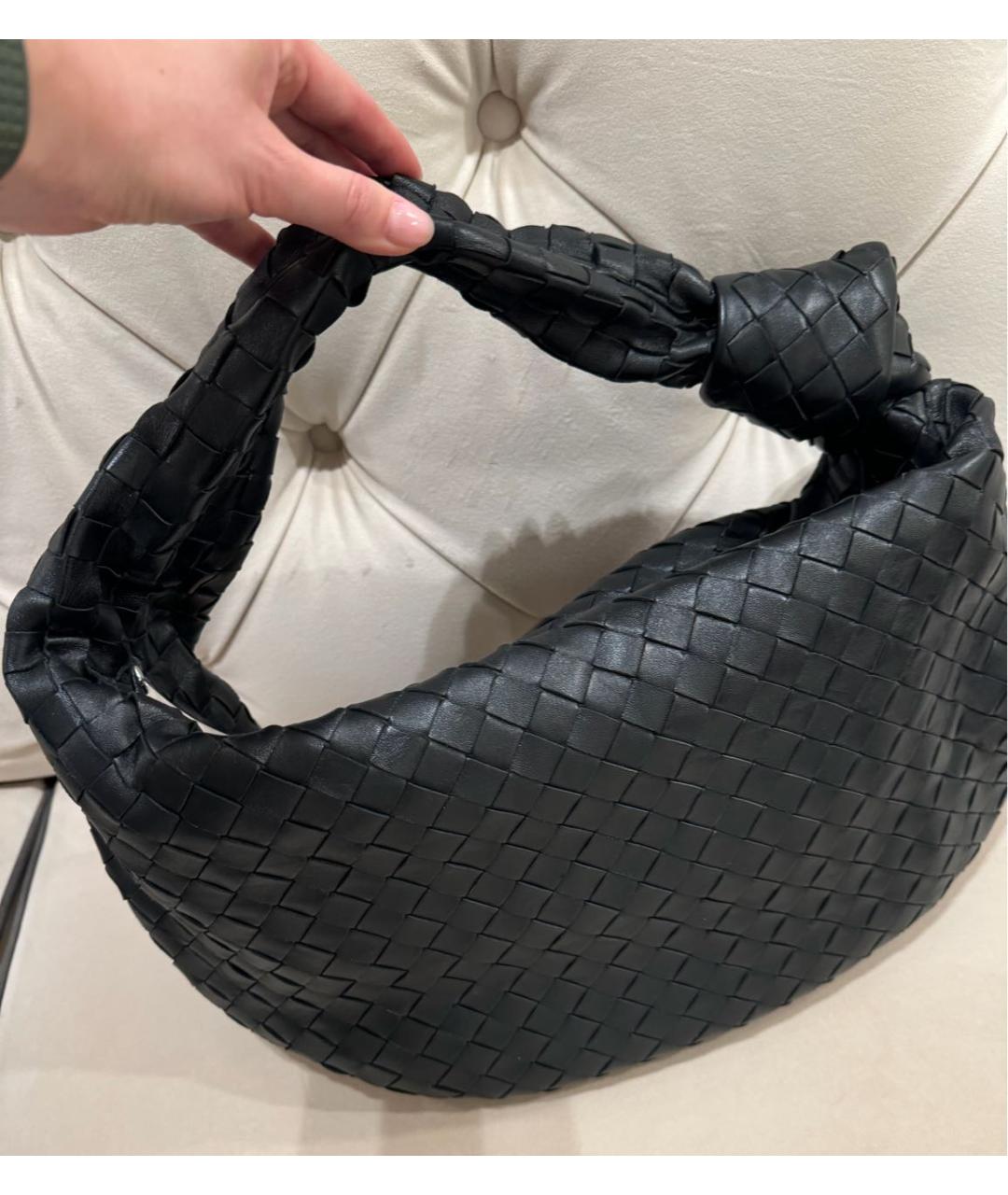 BOTTEGA VENETA Черная кожаная сумка с короткими ручками, фото 2