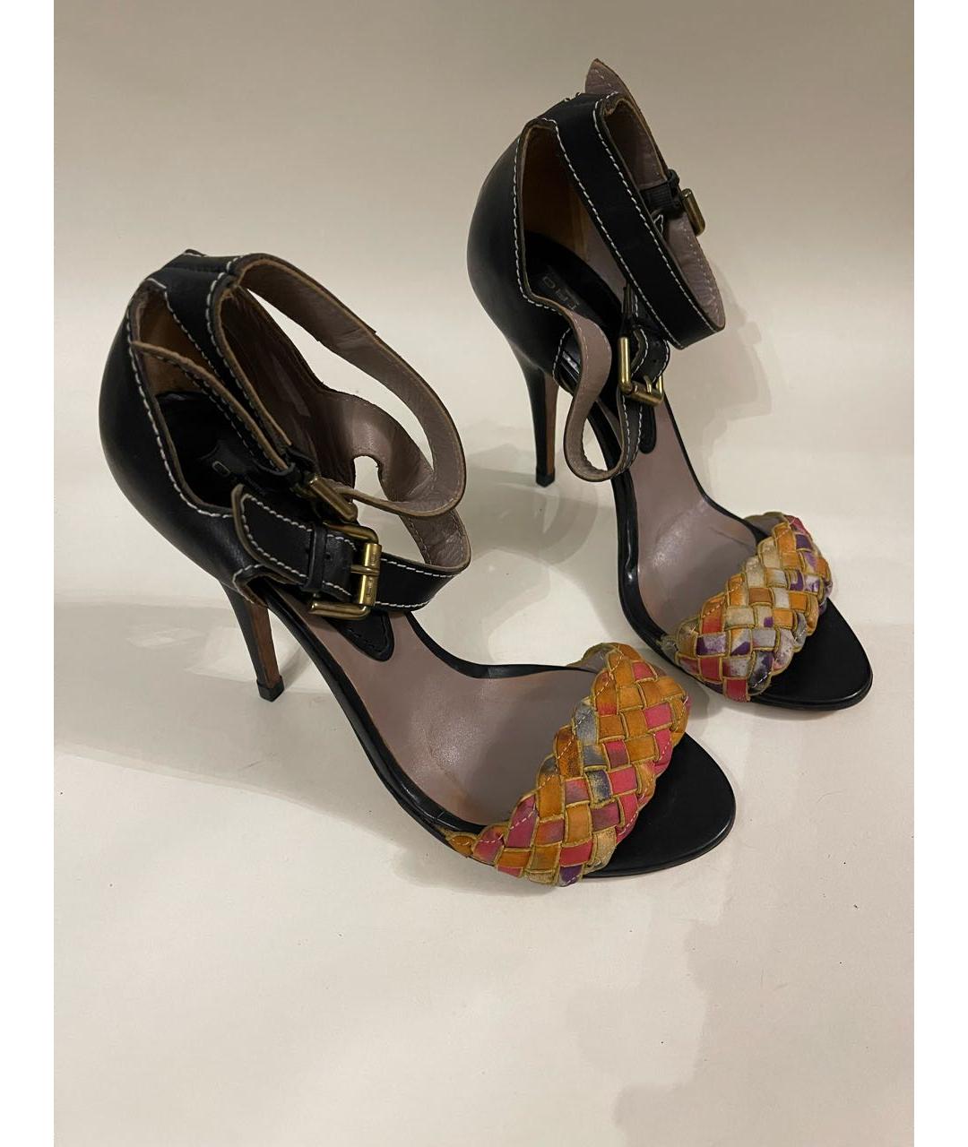 ETRO Черные кожаные босоножки, фото 2