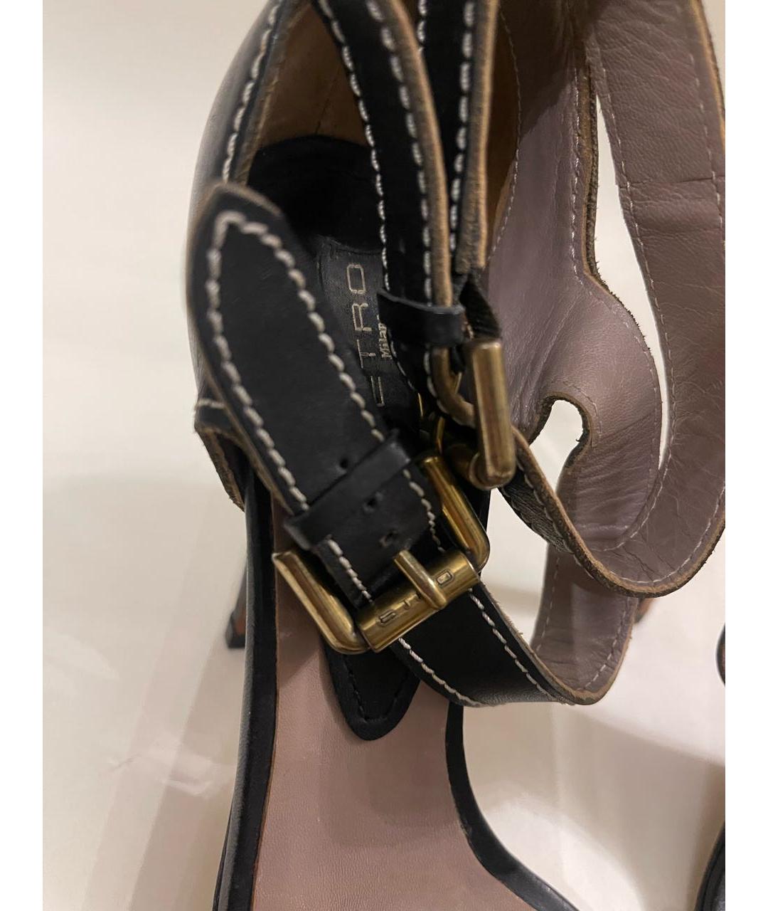 ETRO Черные кожаные босоножки, фото 7
