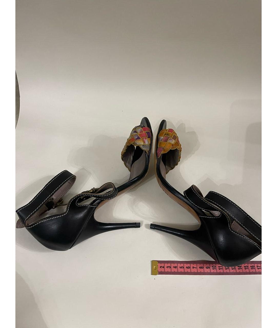ETRO Черные кожаные босоножки, фото 5