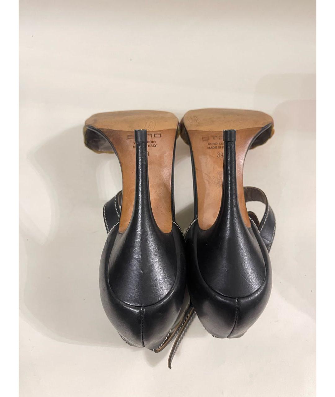 ETRO Черные кожаные босоножки, фото 6