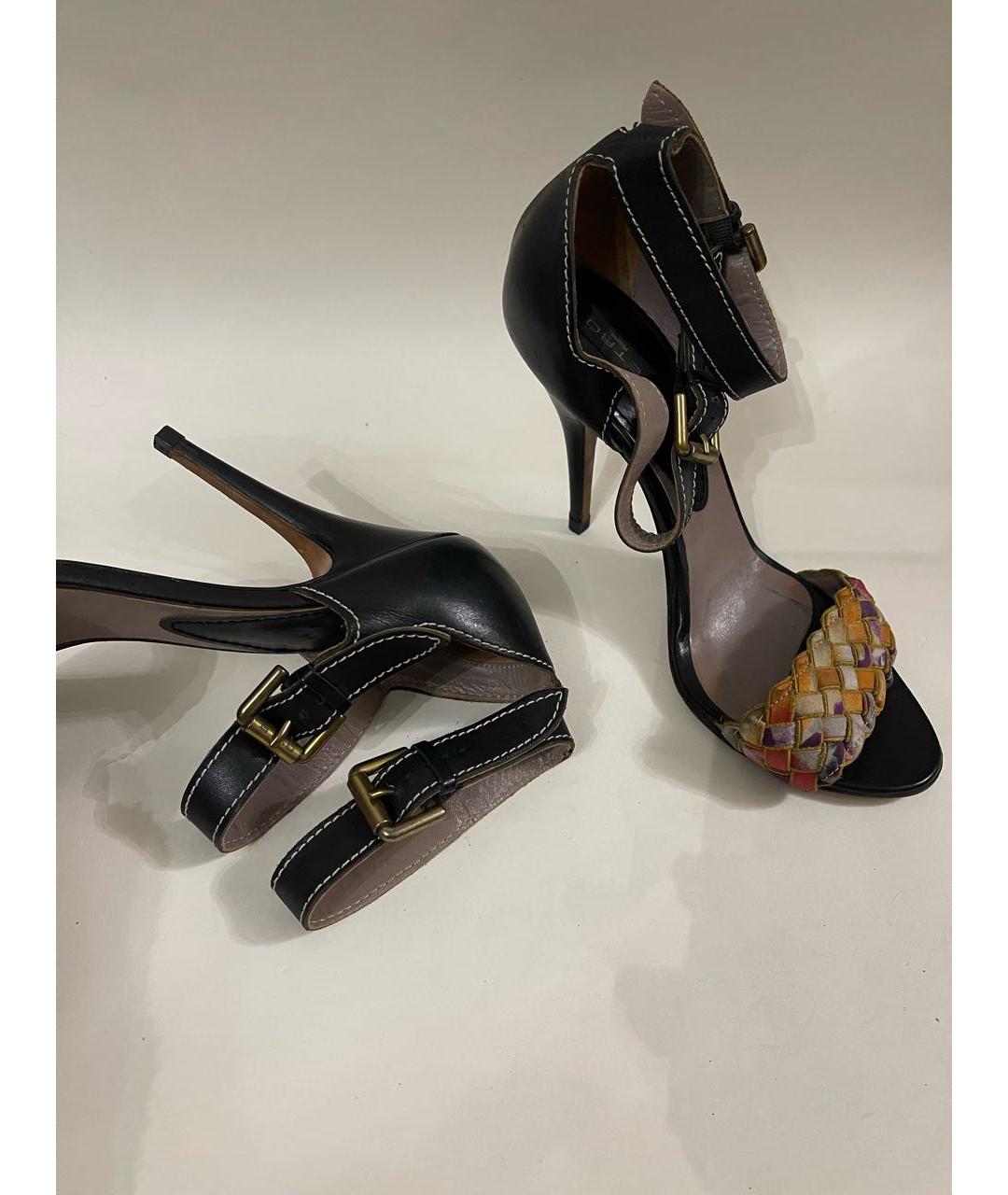 ETRO Черные кожаные босоножки, фото 3