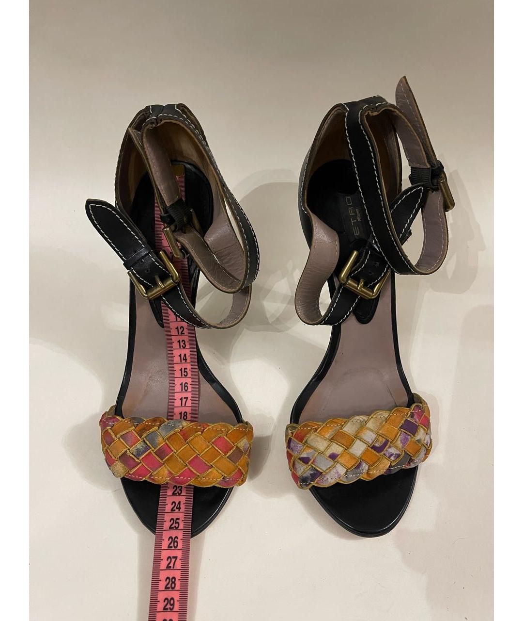 ETRO Черные кожаные босоножки, фото 4