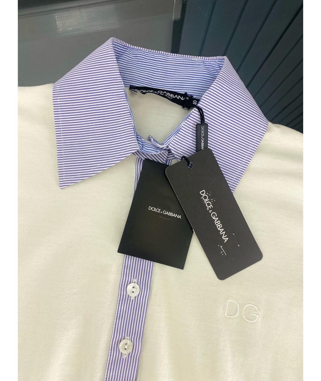 DOLCE&GABBANA Белая хлопко-эластановая рубашка, фото 3