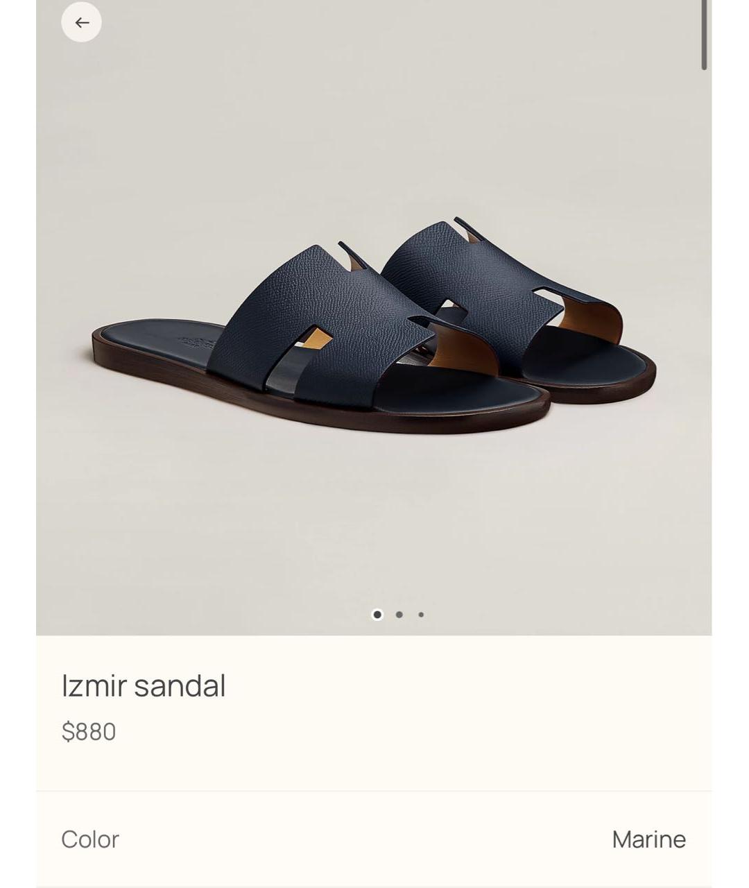 HERMES Темно-синие кожаные шлепанцы, фото 4