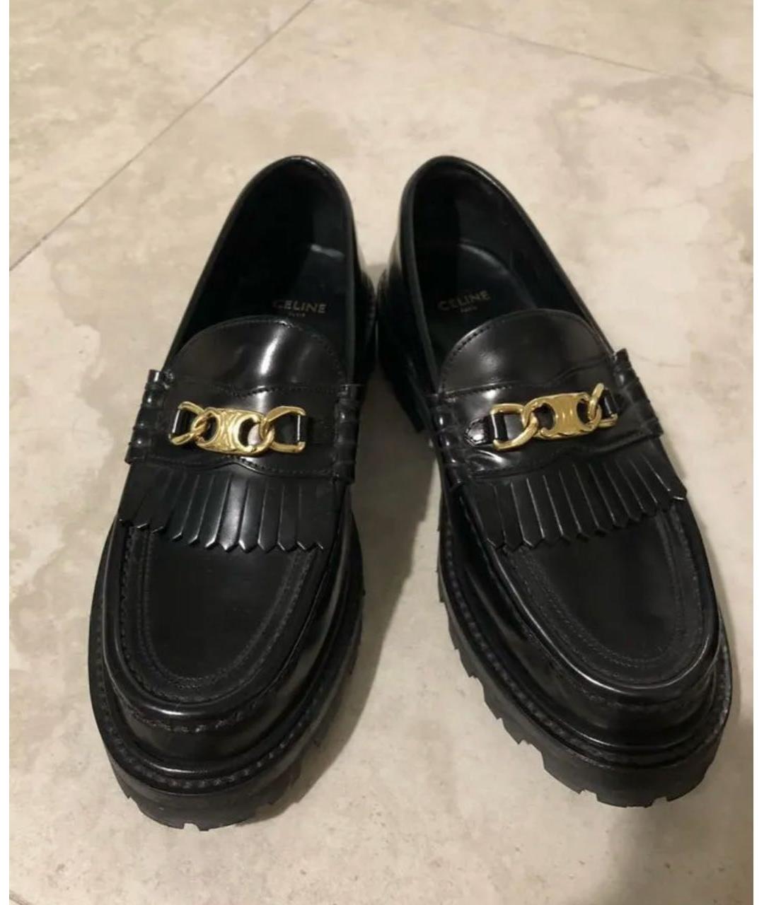 CELINE Черные кожаные лоферы, фото 2