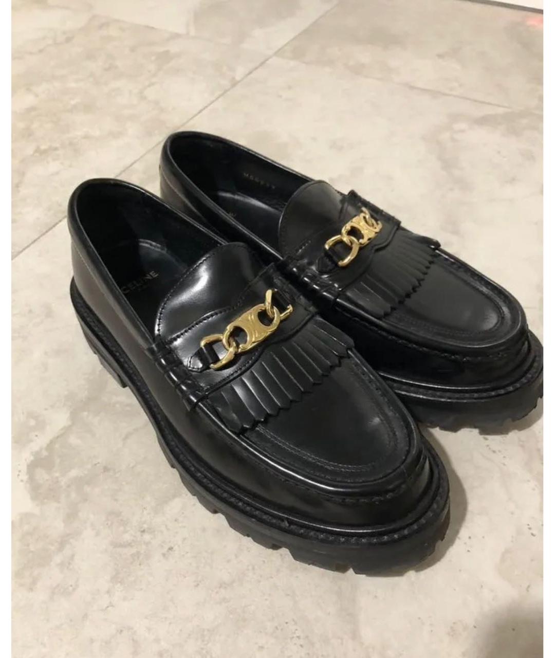 CELINE Черные кожаные лоферы, фото 3