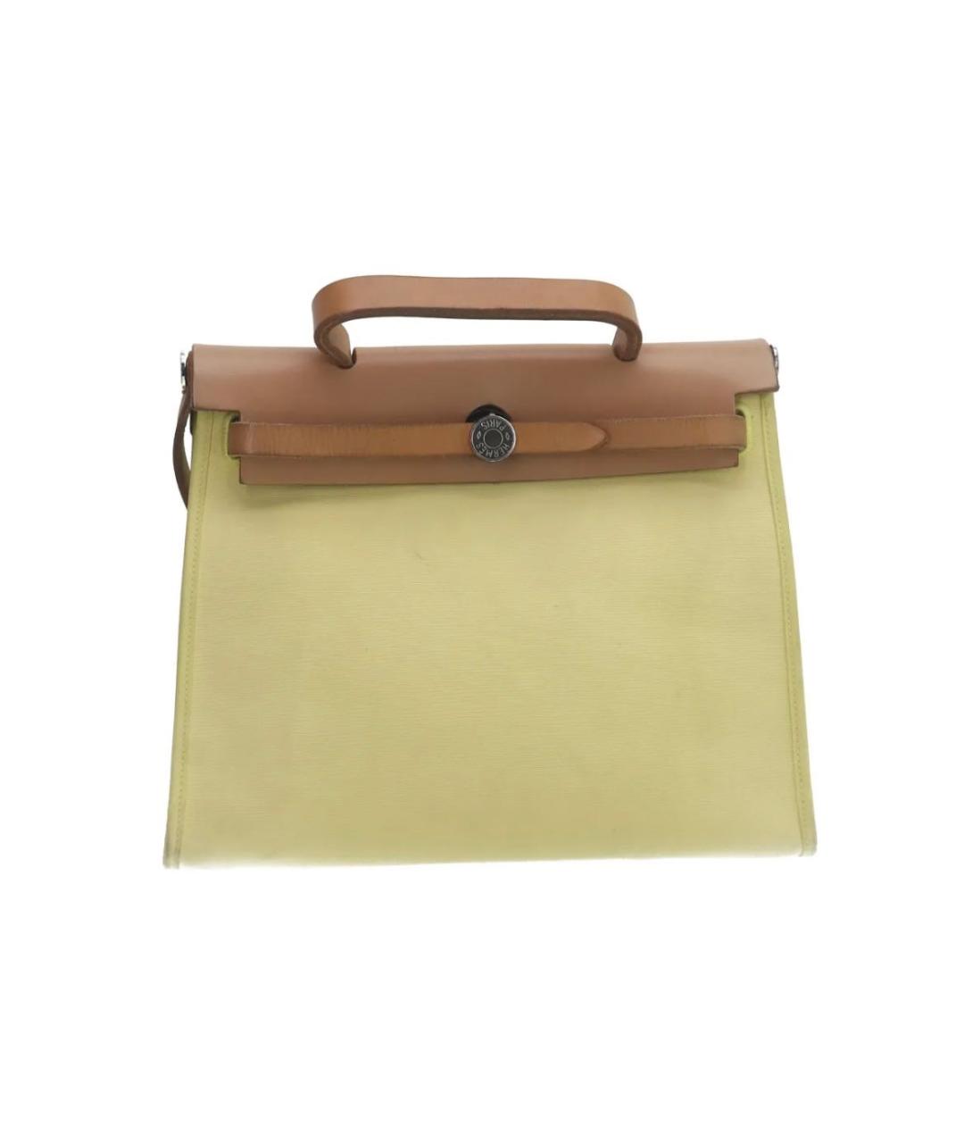 HERMES Желтая тканевая сумка через плечо, фото 2