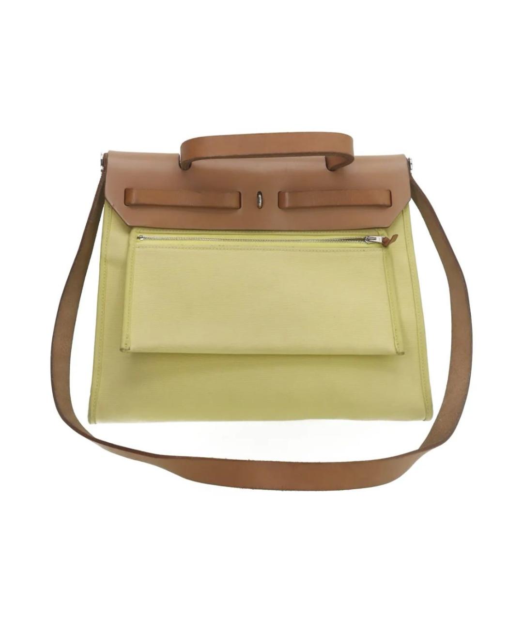 HERMES Желтая тканевая сумка через плечо, фото 4