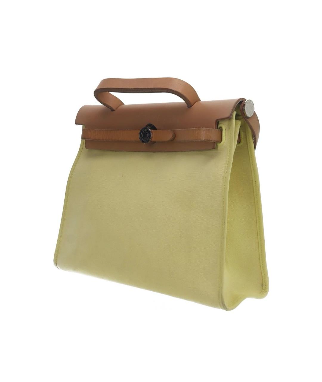 HERMES Желтая тканевая сумка через плечо, фото 3